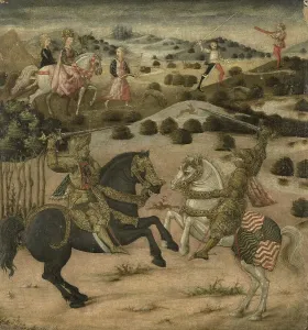 Chivalry Prints: Legend of a Knight (end panel of a cassone), 1450-1474. Creator: Anon