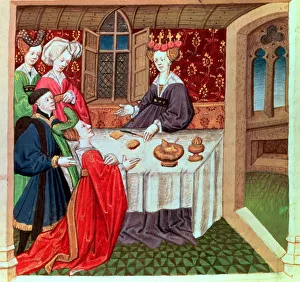 The legend of Tristan, illustration from a manuscript of the 15th century