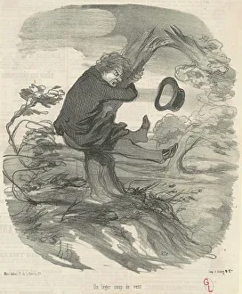 Gale Prints: Un léger coup de vent, 19th century. Creator: Honore Daumier
