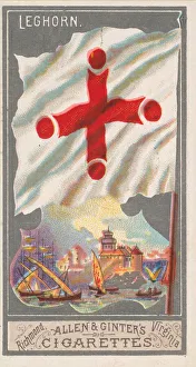 Leghorn Prints: Leghorn, from the City Flags series (N6) for Allen & Ginter Cigarettes Brands, 1887