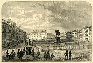 Leicester Square, about 1750, (1881). Creator: Unknown