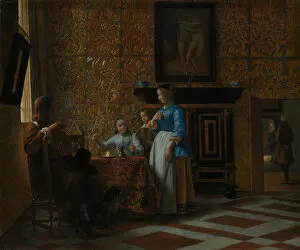 Visit Collection: Leisure Time in an Elegant Setting, ca. 1663-65. Creator: Pieter de Hooch