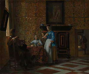 Pieter Hooch Prints: Leisure Time in an Elegant Setting, ca. 1663-65. Creator: Pieter de Hooch
