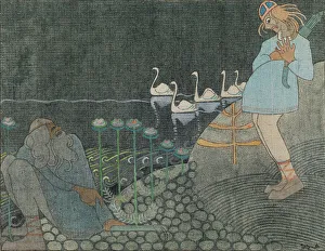 Swans Prints: Lemminkäinen and the Cowherd, 1919-1920. Creator: Joseph Alanen