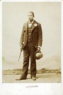 Nypl Prints: Full length portrait of man with bowler hat and cane, c1890-c1899. Creator: Anderson