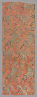 Brocade Collection: Length of Woven Silk, France, 1700-1705. Creator: Unknown