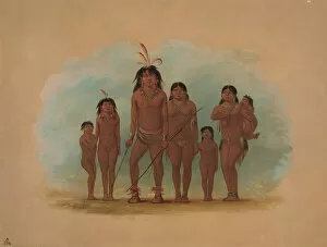 Images Dated 24th February 2021: Lengua Chief, His Two Wives, and Four Children, 1854 / 1869. Creator: George Catlin