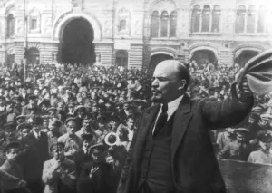 1917 Prints: Lenin addressing a crowd in Red Square, Moscow, Russian Revolution, October 1917