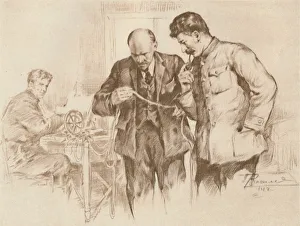 Lenin and Stalin at the Direct Wire, 1918, (1939). Creator: Pyotr Vasilyev Lenin and Stalin at the Direct Wire, 1918, (1939). Creator: Pyotr Vasilyev
