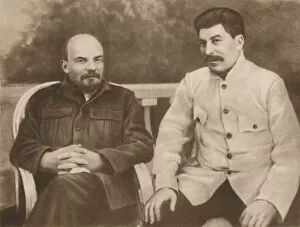 Communist Collection: Lenin and Stalin in Gorki (Near Moscow), 1922, (1939). Creator: Unknown