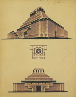 Kremlin Gallery: The Lenins Mausoleum (First version of the final project). Artist: Shchusev, Alexey Viktorovich