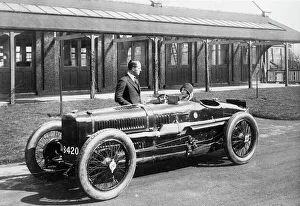 1924 Prints: Leo Cozens and May Cunliffe with 1924 Sunbeam Grand Prix car. Creator: Unknown