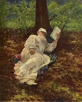 Leo Tolstoy Gallery: Leo Nikolayevich Tolstoy takes a Rest in the Woods, 1891, (1965). Creator: Il ya Repin