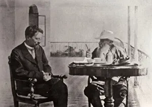 Visiting Prints: Leo Tolstoy and Anton Chekhov, Russian authors, 1902. Artist: Sophia Tolstaya