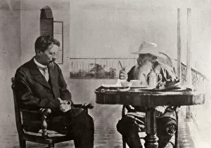 Chekhov Gallery: Leo Tolstoy and Anton Chekhov, Russian authors, 1902. Artist: Sophia Tolstaya