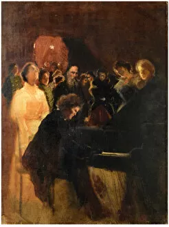 Russian Writer Gallery: Leo Tolstoy at the concert given by Anton Rubinstein