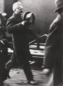 Leon Trotsky, exiled Russian Communist leader, arriving in Paris, c1933