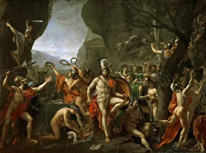 Greco Persian Wars Prints: Leonidas at Thermopylae, 1814. Creator: David, Jacques Louis (1748-1825)