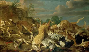Feline Prints: The Leopard Hunt, 1630. Creators: Paul de Vos, Jan Wildens