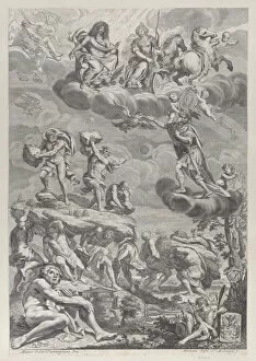 Giant Collection: Leopold I of Austria as Jupiter with his wife enthroned in the clouds, looking down... ca. 1659-82
