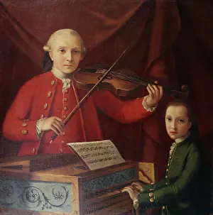 Mozart Prints: Leopold and Wolfgang Mozart, c1765. Creator: Anonymous