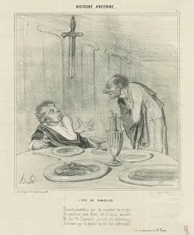 Restaurant Prints: L'epee de Damocles, c1842. Creator: Honore Daumier