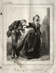 Paul Gavarni French Prints: Les Actrices: Nous ferez-vous lhommeur de nous baiser le main?