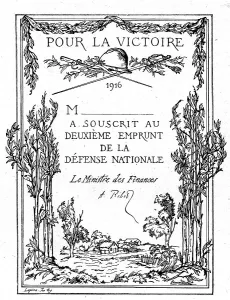 Les affiches illustrees du deuxieme emprunt; Le certificat que recevront les souscripteurs, 1916. Creator: Unknown