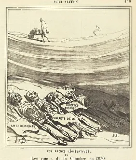 Newsprint Prints: Les arènes législatives, 1870. Creator: Honore Daumier
