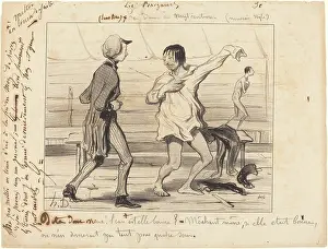 Swimming Prints: Les bains a vingt centimes, nouveau style, 1842. Creator: Honore Daumier