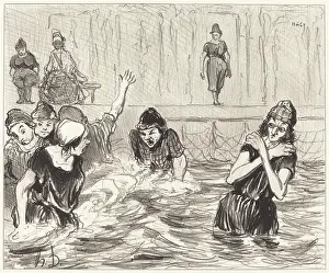 Swimming Prints: Les barbotteuses, 1847. Creator: Honore Daumier