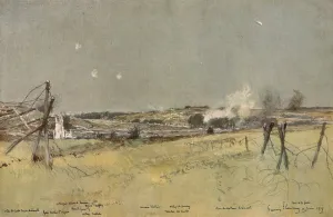 Les Batailles de l'Artois; L'Eglise d'Ablain et les Fonds de Souchez, 1915. Creator: Francois Flameng