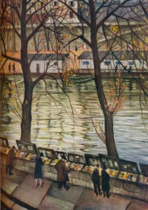 Market Prints: Les Bibliophiles. An autumn day in Paris, c1930. Artist: CRW Nevinson