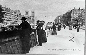 Vendor Prints: Les Bouquinistes sur les Quais, Paris (Booksellers of Paris), 1900. Creator: Unknown