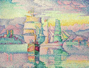 Postimpressionism Prints: Les bricks-goelettes. Antibes, 1916. Creator: Signac, Paul (1863-1935)