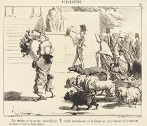 Celebrations Prints: Les caniches et les rentiers allant feliciter l'Assemblee nationale... 1850