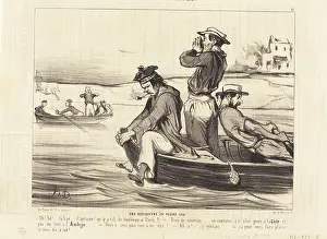 Day Out Prints: Les Canotiers Parisiens. Une rencontre en pleine eau, 1843. Creator: Honore Daumier