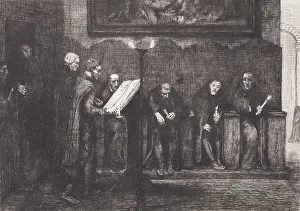Les chantres Espagnols - Le Lutre (The Spanish cantors, or The lectern), 1865. Creator: Alphonse Legros