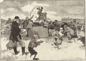 Hoop Prints: Les Chiens savants, 1883. Creator: Daniel Urrabieta Vierge