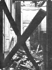 Shelling Prints: Les Combats Devant Soissons; L'interieur du Palais, 1915. Creator: Unknown