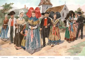 Alsatian Prints: Les Costumes de l'Alsace, 1924. Creator: P Kauffmann