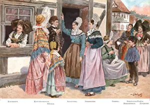 Alsatian Prints: Les Costumes de l'Alsace, 1924. Creator: P Kauffmann