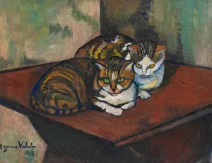 Suzanne 1865 1938 Prints: Les deux chats (The two cats), 1918. Creator: Valadon, Suzanne (1865-1938)