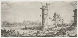Les deux grandes vues de Paris: Vue du Pont Neuf, 1628-1630. Creator: Jacques Callot (French
