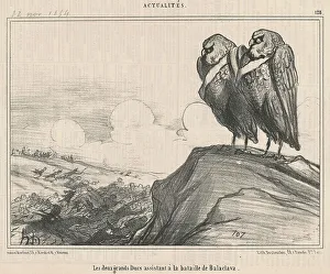 Birds Of Prey Prints: Les deux grands ducs... 19th century. Creator: Honore Daumier