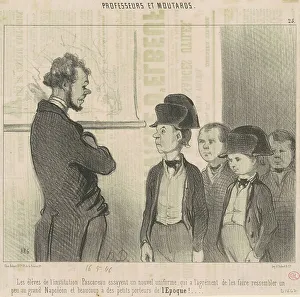 Les èleves de l'institution Pascareau essayent un nouvel uniforme... 19th century. Creator: Honore Daumier
