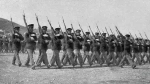 On Parade Prints: Les Evenements de Grece; L'armee d'Athenes: un regiment portant la casquette allemande