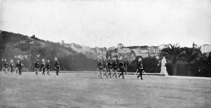 Les Evenements de Grece; Le salut des officiers de l'armee royale aux drapeaux allies... 1917. Creator: Unknown