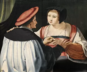 Musee Des Beaux Arts Gallery: Les Fiances (The Fiances), c. 1525. Creator: Leyden, Lucas, van (1489 / 94-1533)
