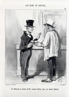 Les Gens de Justice. Un defenseur en Justice de Paix causant affaires... 1840. Creator: Honore Daumier